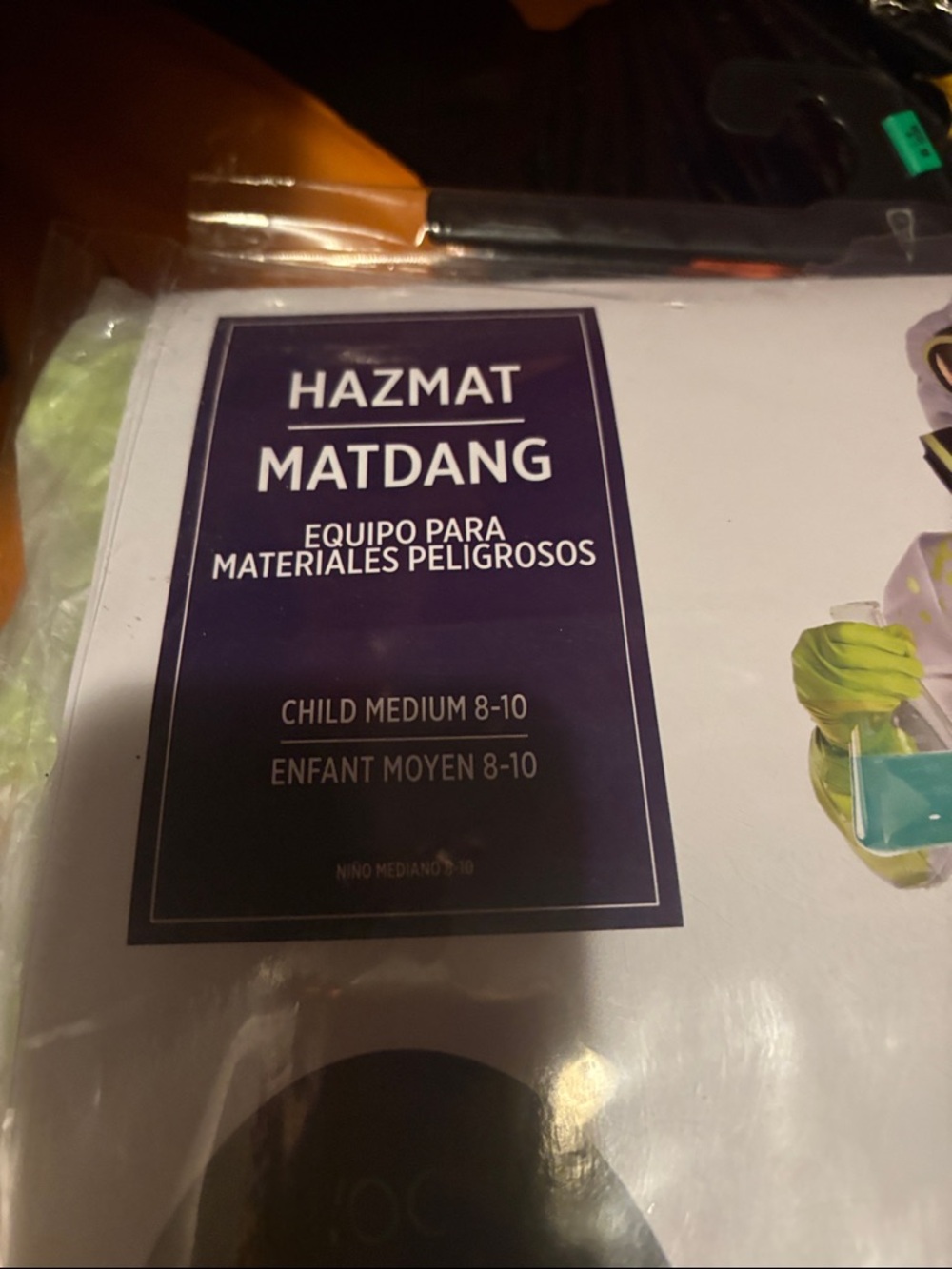 Hazmat Kids Costume - White and Neon Green Glow-In-The-Dark - Picture 2 of 5